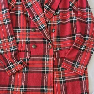 Maurices Red Plaid Double-Breasted Blazer
